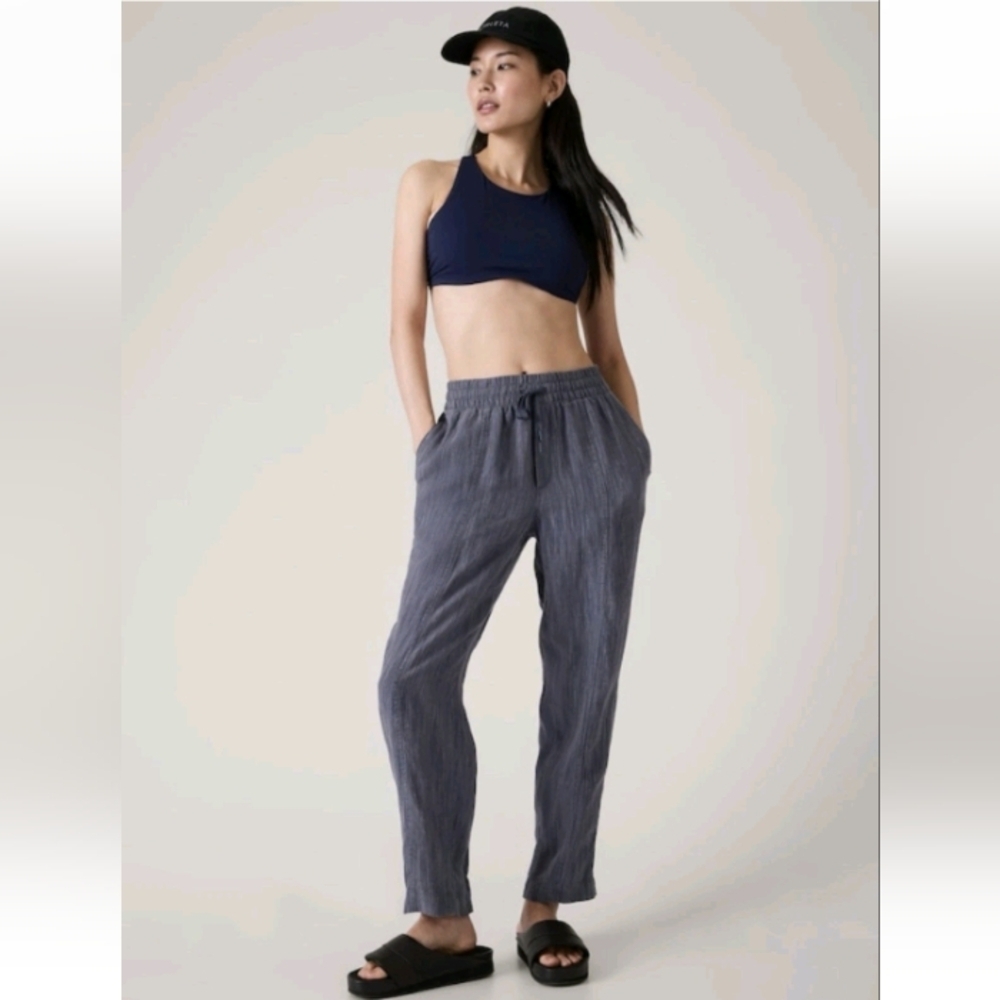 Athleta Retreat Linen Ankle Pant Raining Violet Sz S